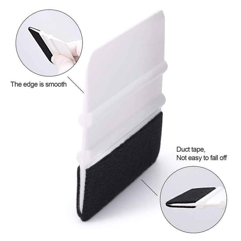 FOSHIO 4 Inch Felt Squeegee for Car Window Tint, Vinyl Installing Application Tool Car Wrap Paste Vinyl Squeegee Wrapping Medium Hardness Tools Hand Application Squeegee -White PP Scraper