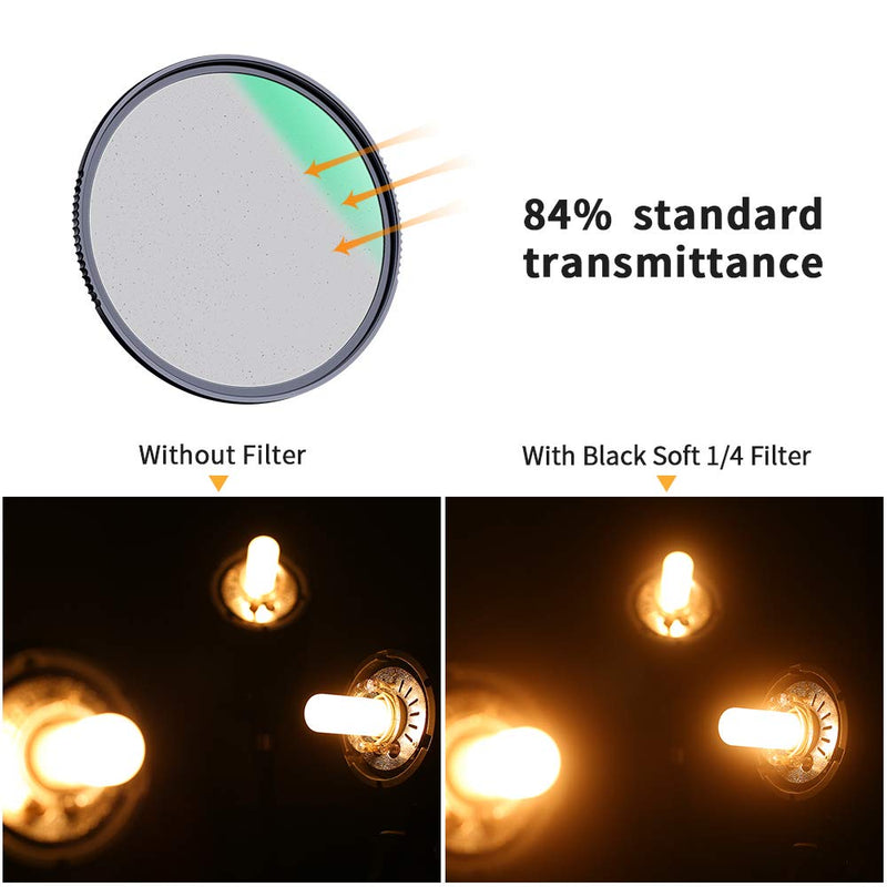 K&F Concept 55mm Black Soft Filter 1/4 Special Effects Filter Cinebloom Diffusion Effect Filter with Double Side Multi-Layer Coated, Waterproof/Scratch Resistant Dream Effect Filter for Camera Lens