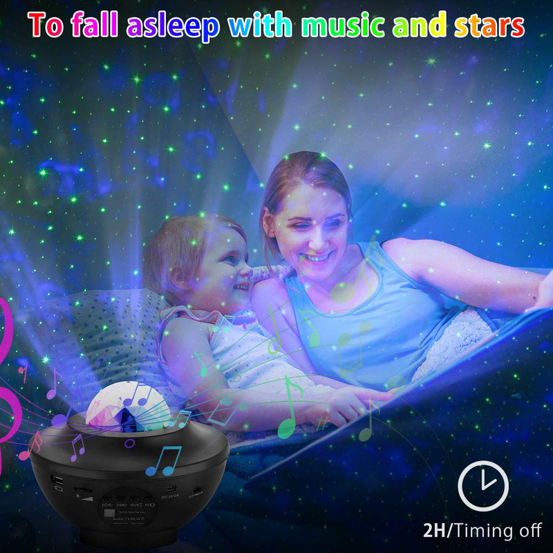 [AUSTRALIA] - VerkTop Star Projector Night Light, Colorful LED Music Sky Light Projection, Ocean Wave Star Lights for Kids Bedroom/Home Theater, with Bluetooth Speaker and Remote Control 