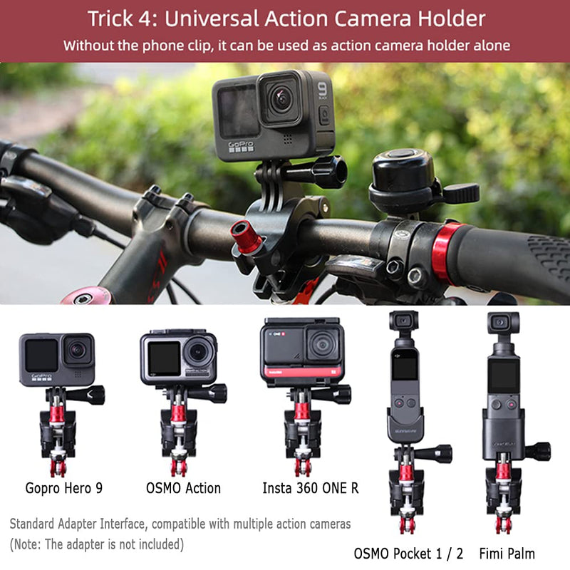 O'woda Action Camera Bike Mount Kit: Action Camera Bike Seatpost Clamp for DJI Osmo Pocket 4/3/2 / Osmo Action / GoPro Series / Insta360 Series / Fimi Palm + Bicycle Handlebar Phone Holder Camera and Phone Holder Kit