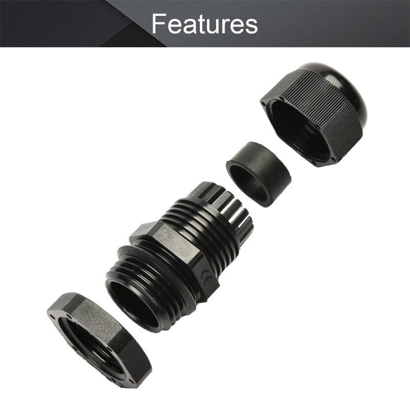 [AUSTRALIA] - Fielect 10Pcs Plastic Waterproof NPT1 Cable Glands Joints Adjustable Connector Black for 8-14mm Dia Cable NPT1/2'' 
