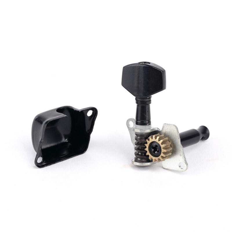 Musiclily 6 inline Semi Closed Guitar Tuners Tuning Pegs Keys Machine Heads Set for Squier Strat Electric Guitar, Black Small Button Black