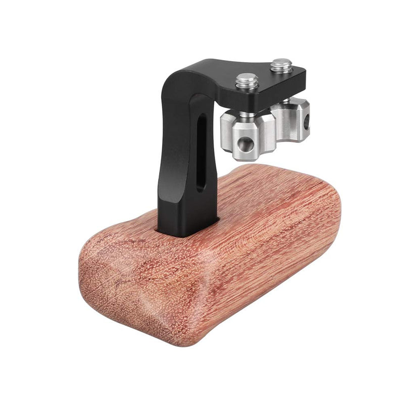 CAMVATE Wooden Hand Grip with 1/4"-20 Thumbscrew Knob for DSLR Camera Cage Rig (Left Hand)