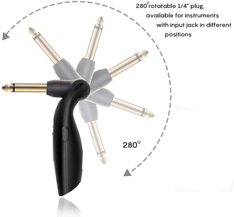 Alnicov Guitar Wireless System 2.4GHz Wireless Guitar Transmitter and Receiver for Electric Guitar Bass Violin A9 Black