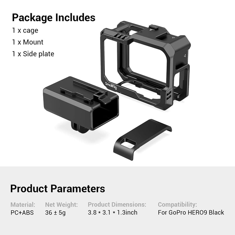 [AUSTRALIA] - SmallRig HERO10 Black Cage/HERO9 Cage for GoPro with 2 Cold Shoe Mounts for Mic and Led Video Light for GoPro HERO9 Black 3083 