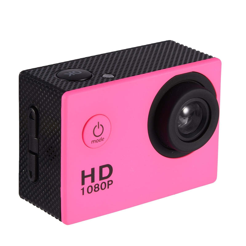 Sports Action Camera, 30M Underwater Waterproof DV Camcorder, 90 Degree Angle HD DV Camcorder with Mounting Accessories Kit(Pink) pink