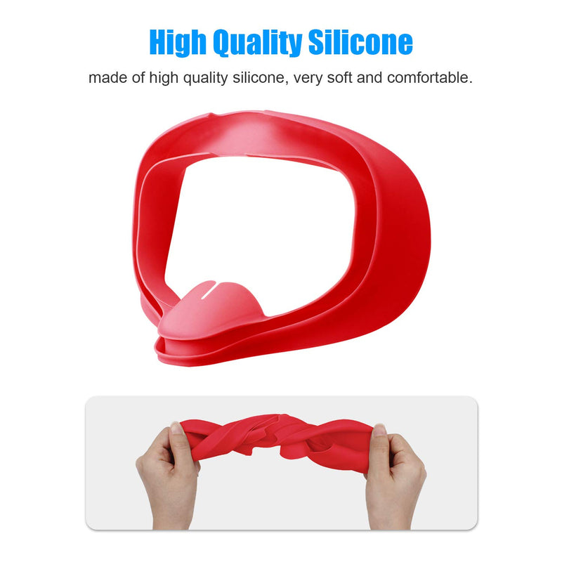 AMVR VR Silicone Protective Facial Pad & VR Lens Cover for Oculus Quest 1 Headset Sweatproof Waterproof Anti-Dirty Replacement Face Pads Accessories ( Not Fit Quest 2 ) (Red) Red