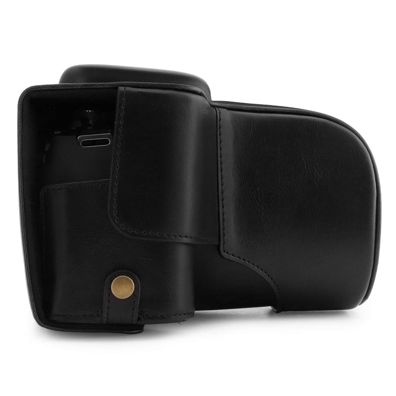 MegaGear MG1607 Ever Ready Leather Camera Case compatible with Canon EOS Rebel T7 (18-55mm), 2000D (18-55mm) - Black