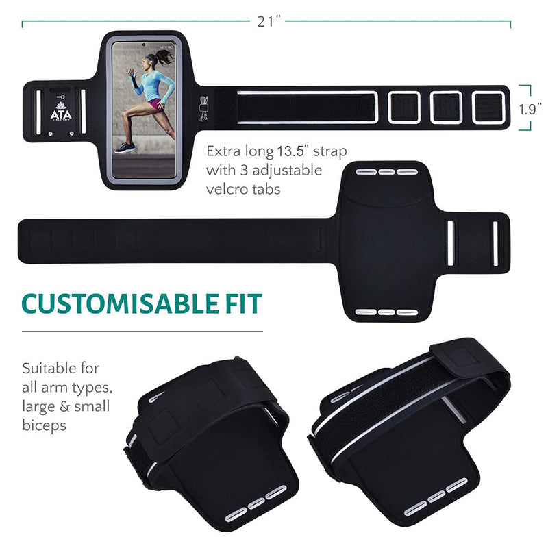 Running Armband for Samsung Galaxy S21/S20/S10/S9/S8 Non-Slip Sweatproof Sports Phone Holder with Key/Headphone Slots for Phones up to 6.2” Perfect for Jogging, Gym