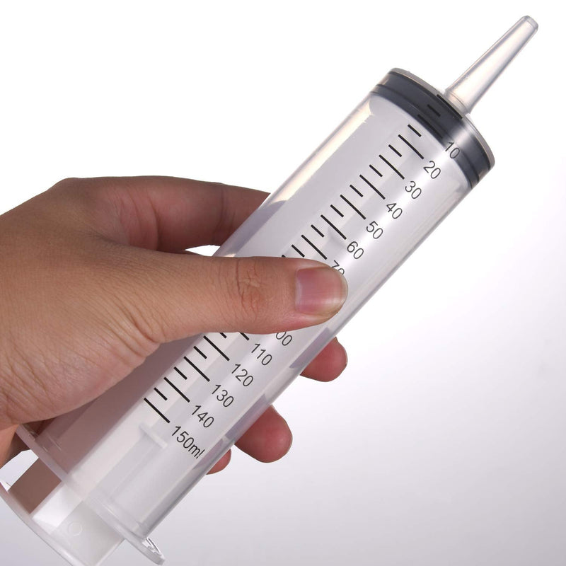 2 Pack Large Syringes (150 ML), Large Plastic Garden Industrial Syringes for Scientific Labs, Measuring, Watering, Refilling, Filtration Multiple Uses,more size choice:100ML