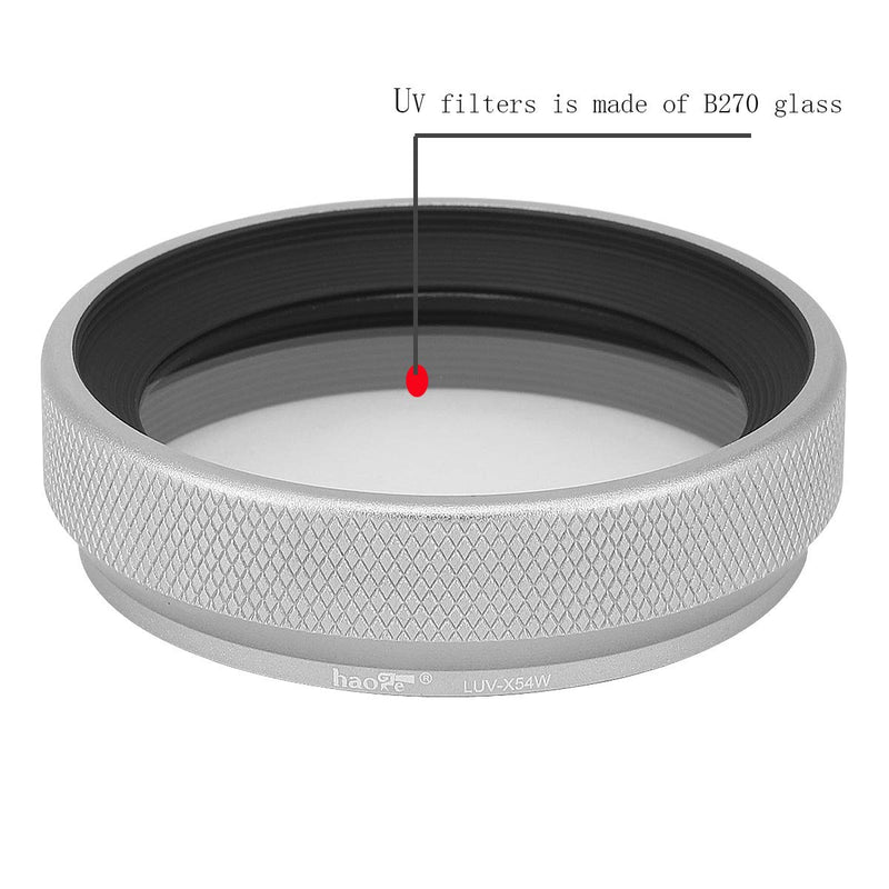 Haoge LUV-X54W Metal Lens Hood with MC UV Protection Multicoated Ultraviolet Lens Filter for Fujifilm Fuji X100V Camera Silver