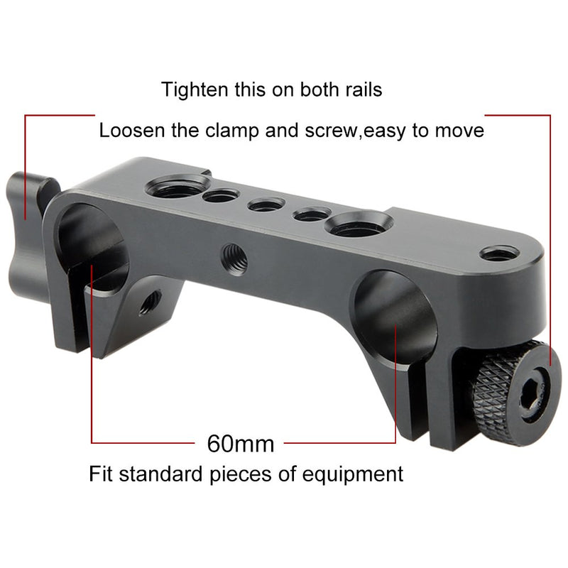 NICEYRIG 15mm Rod Clamp Rail Block with Hot Cold Shoe Mount Adapter for 15mm Rod Rail Support System