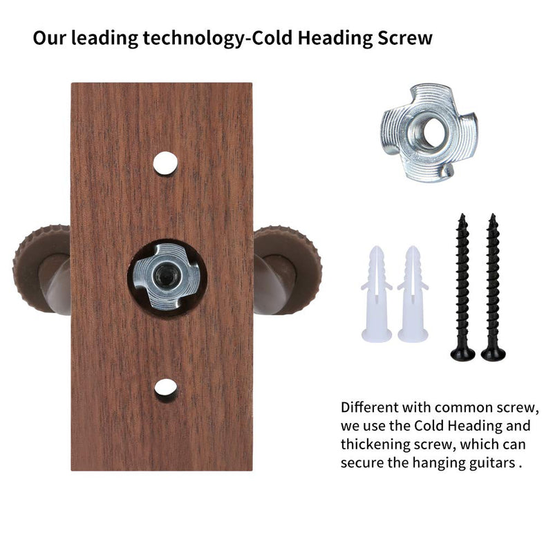 3 Pack Guitar Wall Mount, Neboic Wood Guitar Wall Hanger, Guitar Hook, Guitar Accessories for Acoustic Electric Bass Guitar Ukulele Banjo Mandolin Black