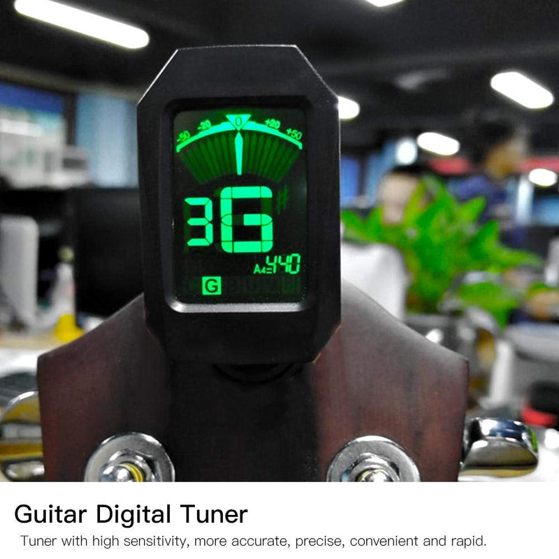 Guitar Tuner, Clip-On Digital LCD Tuner for Chromatic Guitar Bass Ukulele Violin Banjo Accessory Parts