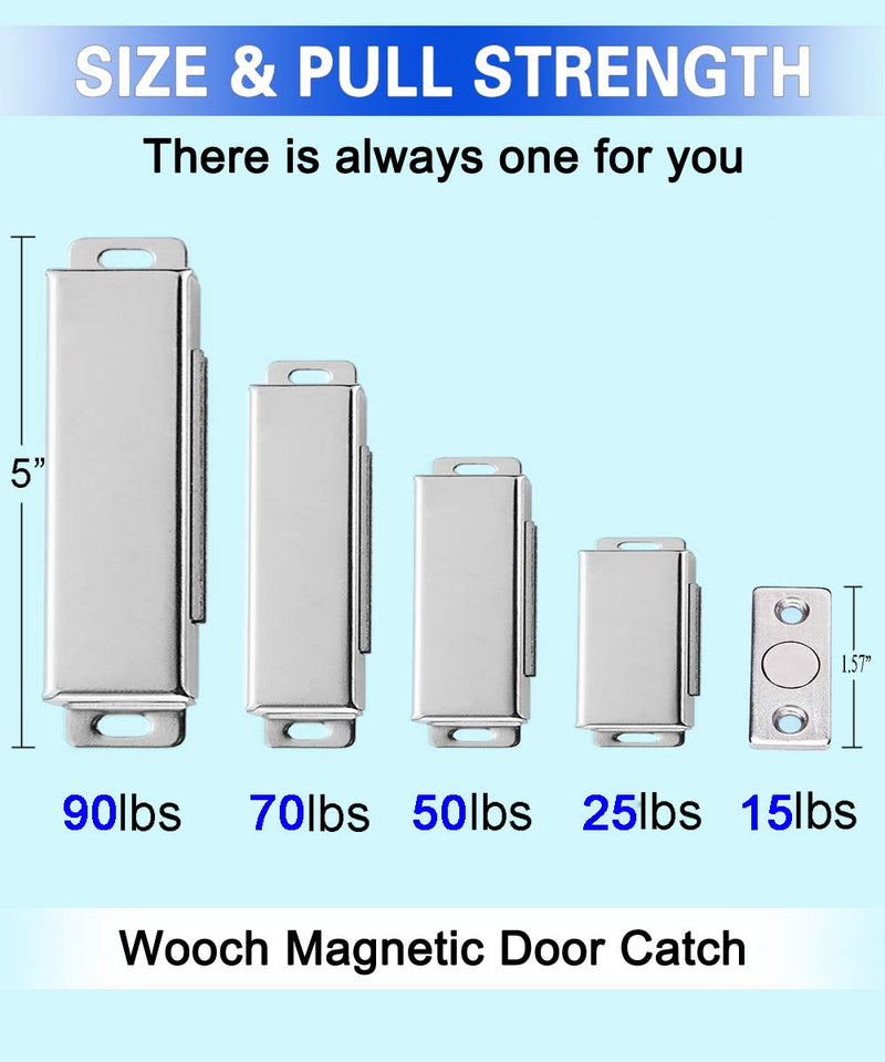 WOOCH Magnetic Door Catch - 25lb High Magnetic Stainless Steel Heavy Duty Catch for Kitchen Bathroom Cupboard Wardrobe Closet Closures Cabinet Door Drawer Latch (2.1 in Silver, 4-Pack) 4 Pack