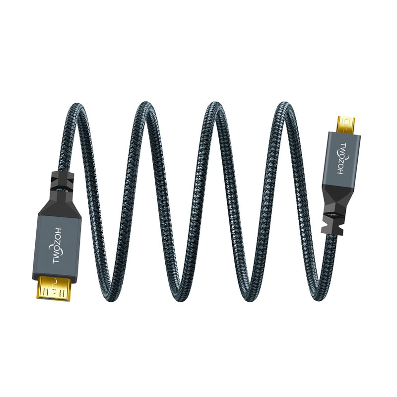 Twozoh Micro HDMI to Mini HDMI Cable, Mini HDMI Male to Micro HDMI Male Cable, Micro HDMI Type D Male to Mini HDMI Type C Male Cable Support 3D/4K 1080p 1.6Ft