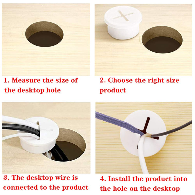 [AUSTRALIA] - DTTRA 2pcs 1 Inch Flexible Silicone Cable Cord Grommet, White Rubber Grommets, Hole Cover Cable Management Wire Organizer for Office Home PC Desk Table, TV Console and Other Furnitures 