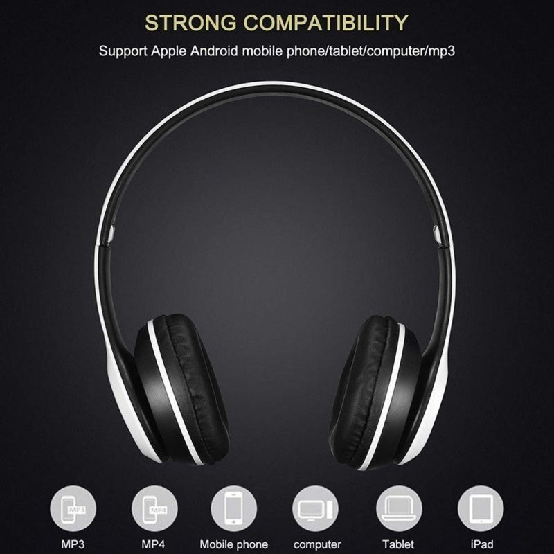[AUSTRALIA] - NCR P47 5.0+ EDR Wireless Rechargeable Bluetooth Over-Ear Headphones, Foldable Headset with Mic (Black) Black 