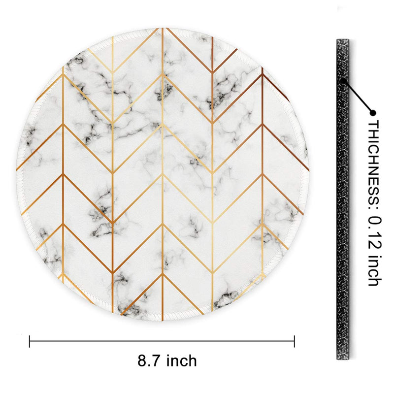 Auhoahsil Mouse Pad, Round Marble Theme Anti-Slip Rubber Mousepad with Durable Stitched Edges for Gaming Office Laptop Computer PC Men Women Kids, Cute Custom Design, 8.7 x 8.7 in, Striped Marble Vintage Marble