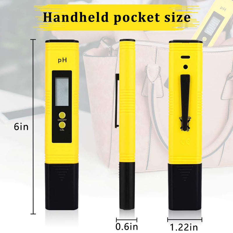 Ph Meter for Water, Digital PH Tester Pen, 0.01 High Accuracy with 0-14 PH Measurement Range for Household Drinking, Pool and Aquarium yellow