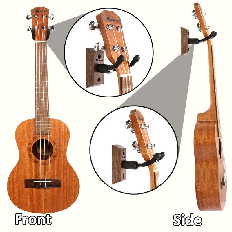 Ukulele Wall Mount Hanger, Moodve Ukulele Holder Stand For Wall Fits Ukulele/Mandolin/Banjo, Ukulele Hanger Display For Concert, Home, Studio, Exhibition (Black Walnut) Black 1pcs