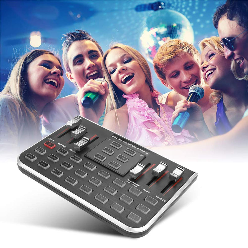 [AUSTRALIA] - VALINKS F8 Live Sound Card Voice Changer, Portable Mobile Phone Computer Live Broadcast Karaoke With 4 Variants Tones, 23 Special Effects and 12 Kinds of Electronic Sound Mixers Sound Card Live 