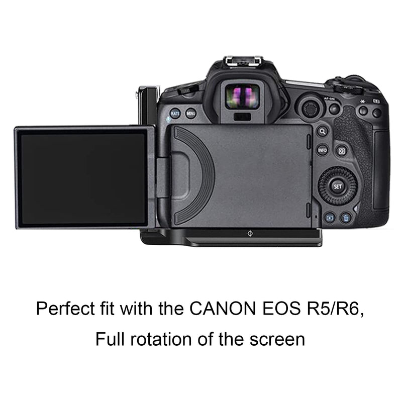 FOTOBETTER LP-R5R6 L-Plate , One-Touch Arca/RRS Compatible L-Bracket for Canon EOS R5/R6 DSLR, Arca/RRS Compatible Quick Release Plate L Plate Bracket LP-R5R6