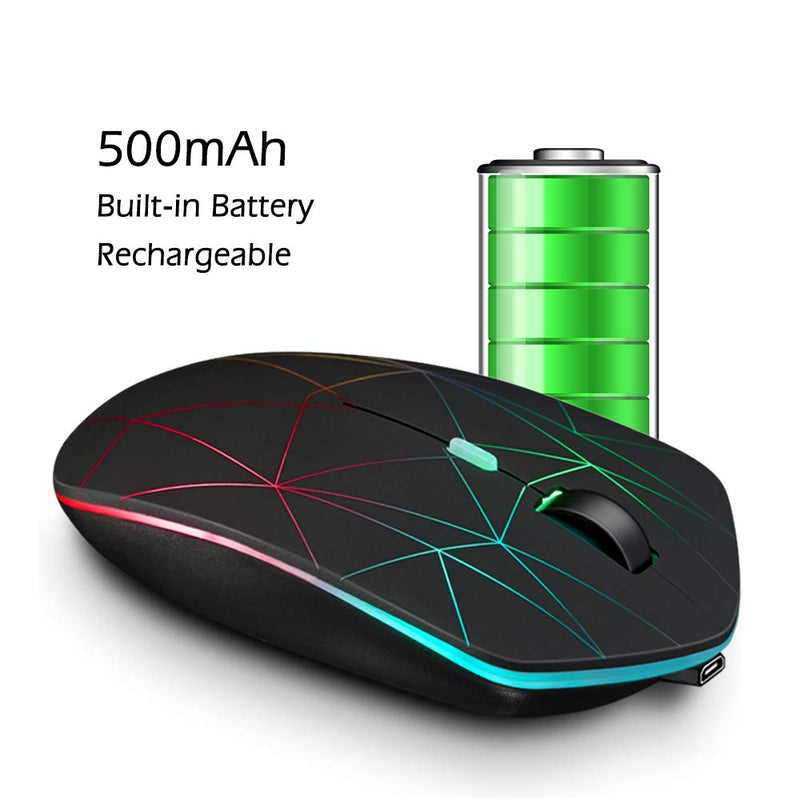 Rechargeable Wireless Mouse, Illuminating Backlit Powered by Li-Polymer Battery, Optical Sensor, Nano USB Receiver,3 Stages DPI Speed, 4 Buttons for PC, Laptop, Tablet, MacBook etc. (Net illuminating) Net illuminating