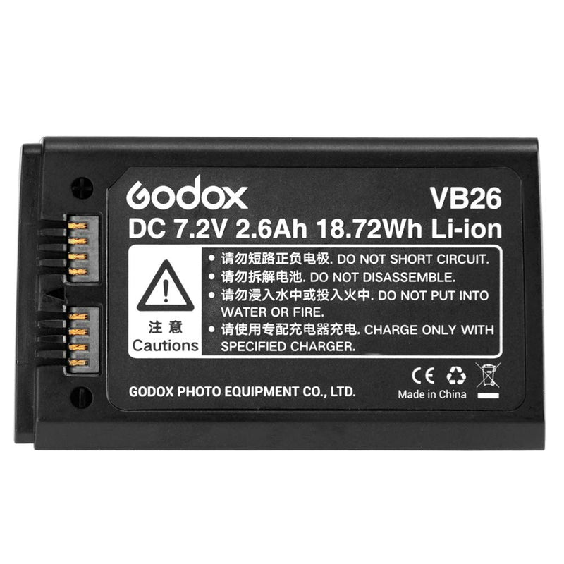 Godox VB26 Li-ion Battery Compatible for Godox V1-S V1-N V1-C V1-F V1-O V1 Round Head Camera Flash with CONXTRUE USB LED