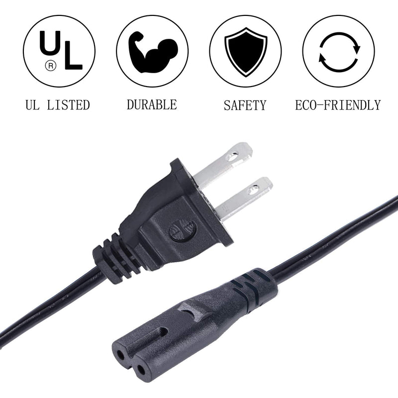 UL 8Ft Power Cord for Canon Pixma TS9120 MX922 MG2522 G4210 MG7720 MG6822 MG6821 MG6820 MG5722 MG5721 MG5720 Pixma pro 100 Pro-100 MX472 492 495 MG2920 7520 2 Prong Power Cord Replacement AC Cable