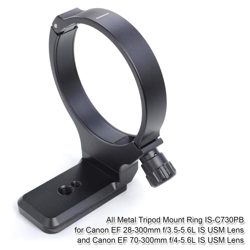 iShoot Tripod Mount Ring for Canon EF 28-300mm f/3.5-5.6L is USM, Lens Collar Support for Canon EF 70-300mm f/4-5.6L is USM CNC, CNC Machined, Aviation Aluminum, Bottom is Camera Quick Release Plate