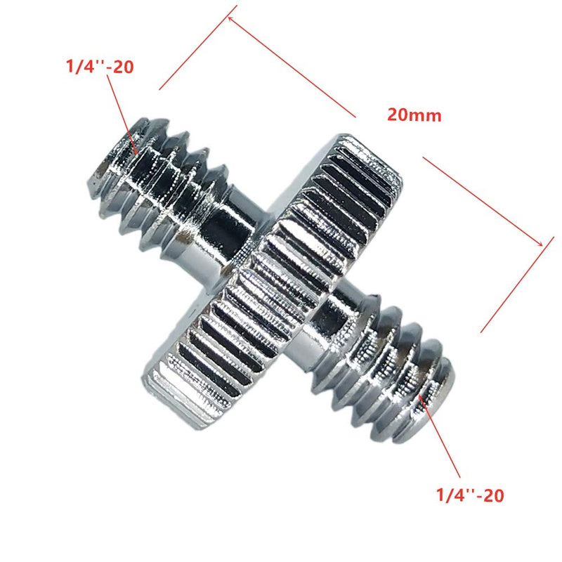 2 Pack Standard 1/4"-20 Male to 1/4"-20 Male Threaded Tripod Screw Adapter for Camera/Tripod/Monopod/Ballhead/Light Stand (1/4"-20 to 1/4"-20) 1/4"-20 to 1/4"-20