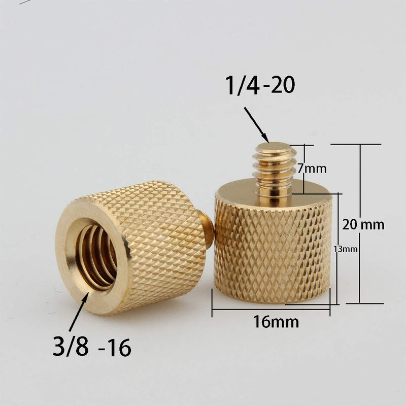 Microphone Stand Adapter2 Pieces, 3/8"-16 Internal Thread to 1/4" -20 External Thread Screw Adapter for Tripod Accessories Microphone Holder Camera Screw Adapter.