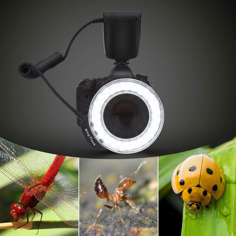 LED Ring Fill Light,Portable 3000-15000k Adjustable 1/1000sec 5cm-1.5m Flash 48 LED Bead Macro Speedlight,with Flash Controller Color Filter Adapter,for Canon for Nikon for Pentax for Olympus
