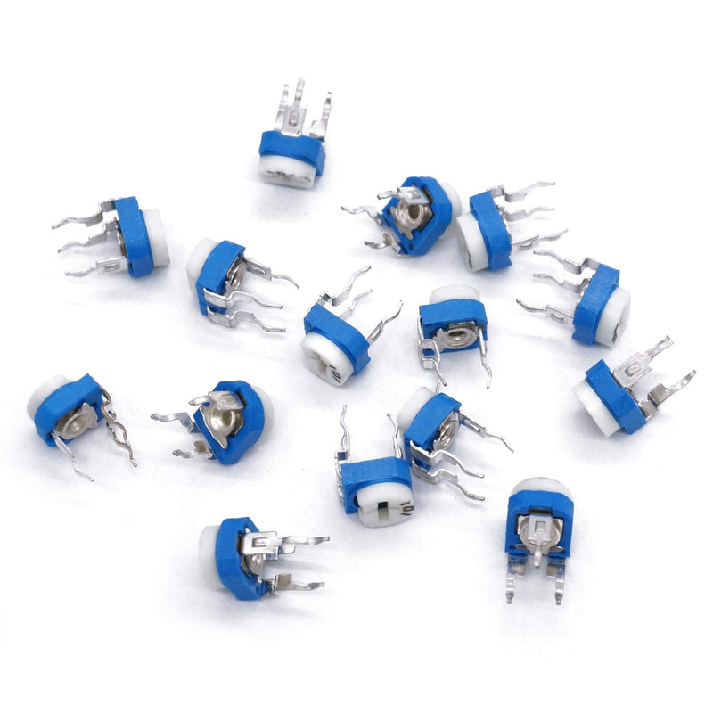 TWTADE 150Pcs 6mm Variable Resistor Potentiometer Assortment Kit 15 Values 100 ohm-2M ohm in Plastic Box DWJ-150P