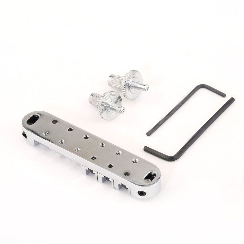 Musiclily Roller Locking Tune-o-matic Guitar Bridge Tunematic Saddle for Les Paul Style Electric Guitar,Chrome Chrome