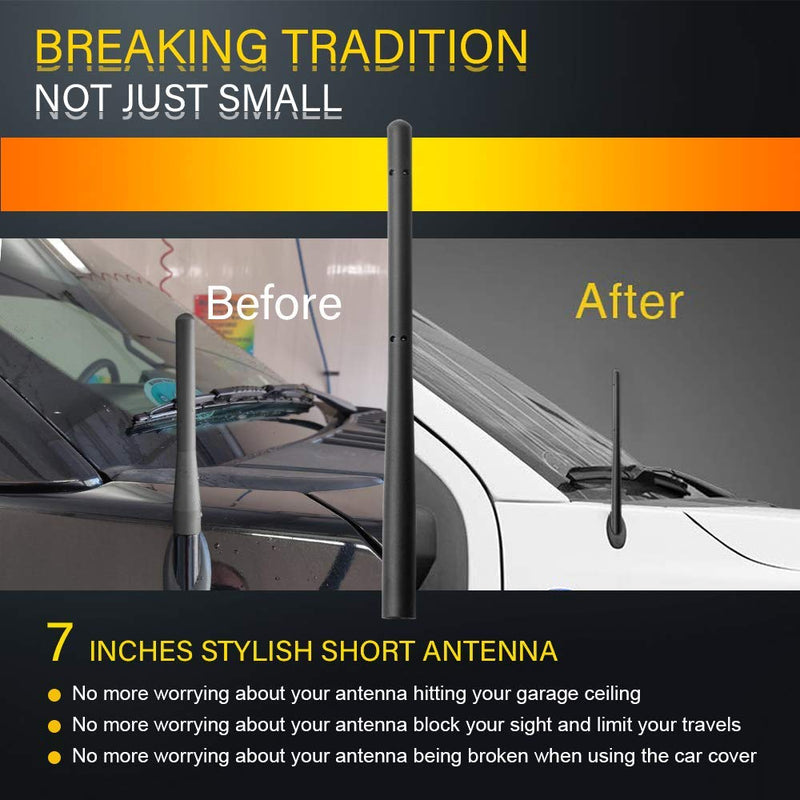 KSaAuto (10 Styles Available) 7 Inch Polished Copper Core Radio Antenna for 2007-2021 GMC Sierra & Chevy Silverado All Truck Models (Except HD) with M7 Thread, Designed for FM/AM Radio Reception