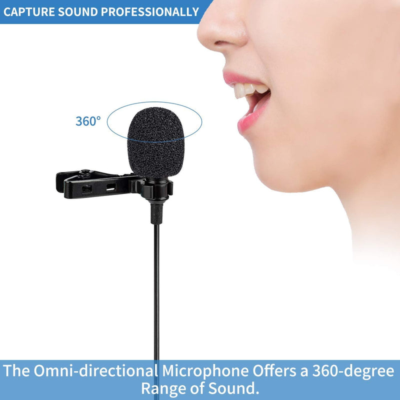1.5m Professional Grade Lavalier Lapel Omnidirectional Phone Audio Video Recording Lavalier Condenser Microphone for iPhone 11 Pro 12 SE X Xr Xs max 8 8plus 7 7plus 6 6s 6plus 5 / iPad(1.5m)