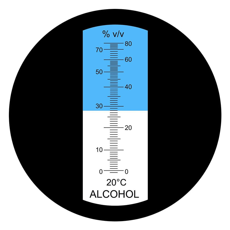 Optics Alcohol Refractometer 0-80% Volume Percent ATC for Alcohol Liquor Production Spirit Alcohol Measurement Ethanol with Water Distilled Beverages Winemakers with Extra LED Light & pipettes