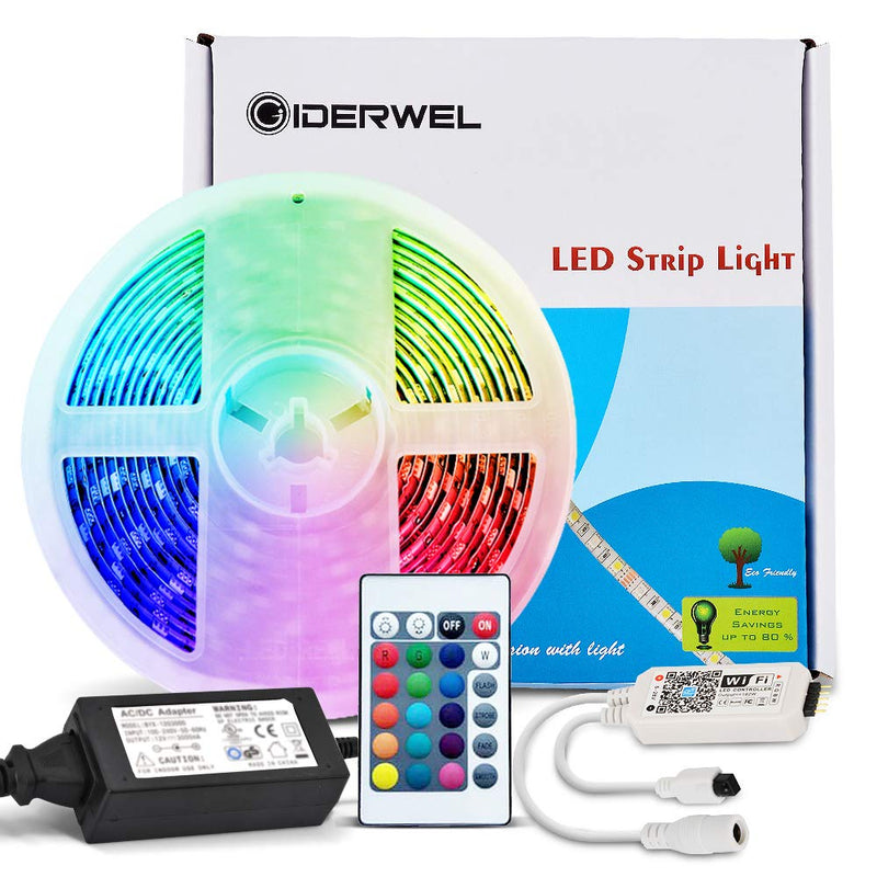 [AUSTRALIA] - Smart RGBW LED Strip Lights Kit Compatible with Alexa and Google Assistant,Smart Wireless WiFi LED Controller with 24 Keys Romote, and UL Listed Adapter 12V,No Hub Required Smart WiFi RGBW Strip Lights 16.4ft Kit 