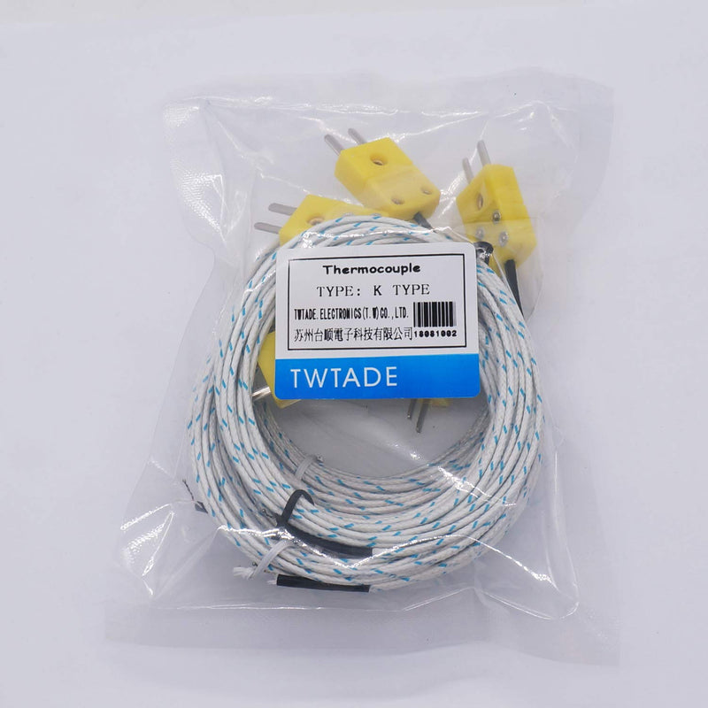 TWTADE 5pcs 3M K Type Mini-Connector Thermocouple Temperature Probe Sensor Measure Range -50~350°C 5 Pcs