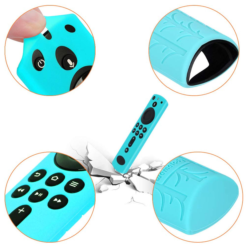 MBODM 2 Pack Firestick Remote Cover, Silicone Fire Remote Cover Compatible with 4K Firestick TV Stick, Firetv Remote Cover, Lightweight Anti-Slip Shockproof (Fluorescent Blue +Turquoise) Fluorescent Blue +Turquoise