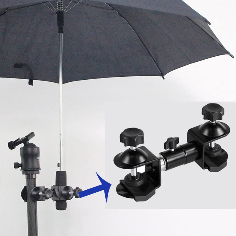 AngelReally Metal Tripod Umbrella Holder, Outdoor Camera Clamp Outdoor Tripod Umbrella Holder Metal Clip Bracket Stand Clamp Photography Accessory(Metal Clip Not Plastic Clip)