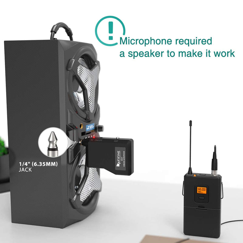 [AUSTRALIA] - FIFINE 20-Channel UHF Wireless Lavalier Lapel Microphone System with Bodypack Transmitter, Mini XLR Female Lapel Mic and Portable Receiver, Quarter Inch Output. Perfect for Live Performance-K037 