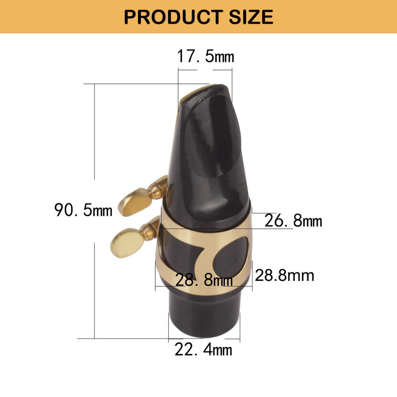 Alto Saxophone Mouthpiece Kit, Saxophone Mouthpiece with Metal Ligature, Saxophone 2.5 Reeds, Cushions and Plastic Cap Black