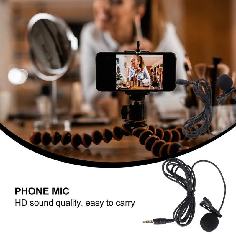 Hemobllo Mini Microphone Portable Clip on Lapel Lavalier Condenser Wired Microphone Mic for Mobile Phone Camera Laptop (Black)