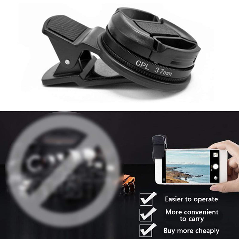 37mm CPL Phone Camera Lens, Universal Polarizer Clip-On Cellphone CPL Filter Compatible with iPhoneSamsung/Android Smartphones 37mm