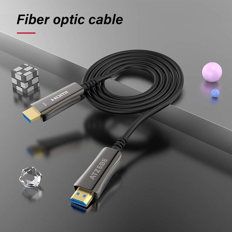 ATZEBE Fiber Optic HDMI Cable 15ft, Fiber HDMI Cable Supports 4K@60Hz, 4:4:4/4:2:2/4:2:0, HDR, Dolby Vision, HDCP2.2, ARC, 3D, High Speed 18Gbps, Slim and Flexible HDMI Fiber Optic Cable 5m/15ft