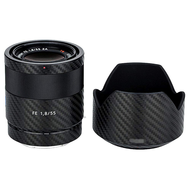 Anti-Scratch Lens and Lens Hood Cover Skin Sticker Protector Film for Sony FE 55mm F1.8 ZA SEL55F18Z Lens & ALC-SH131 Lens Hood Skin Guard Shield - Carbon Fiber Pattern