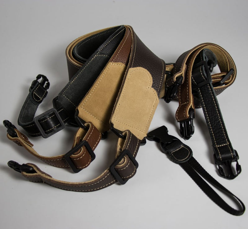 Franklin Strap - 2.5" Glove Leather with Suede Backing and Quick Release Loops - Banjo Strap - Caramel